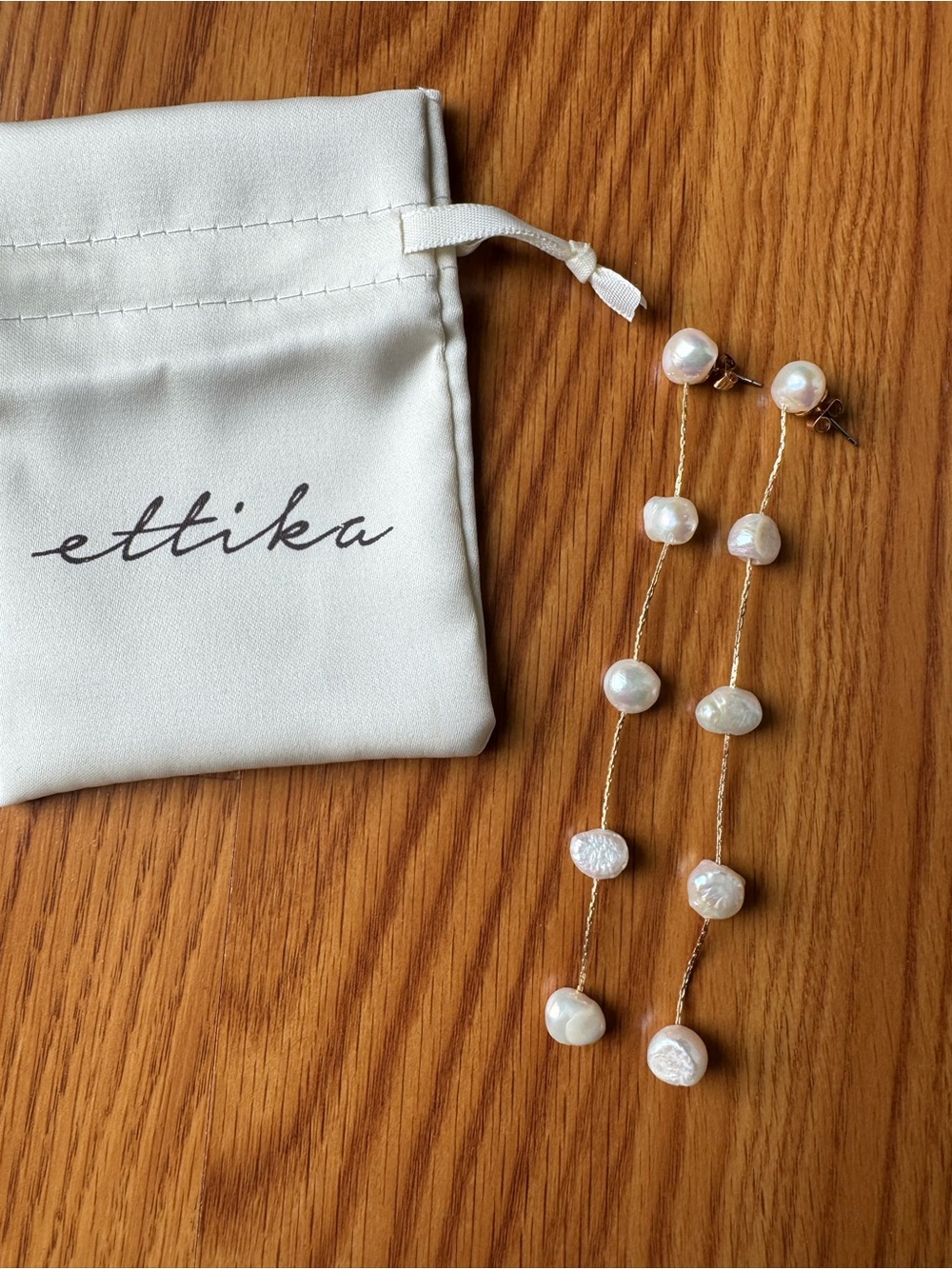 Ettika Freshwater Pearl Drop Earrings - Long